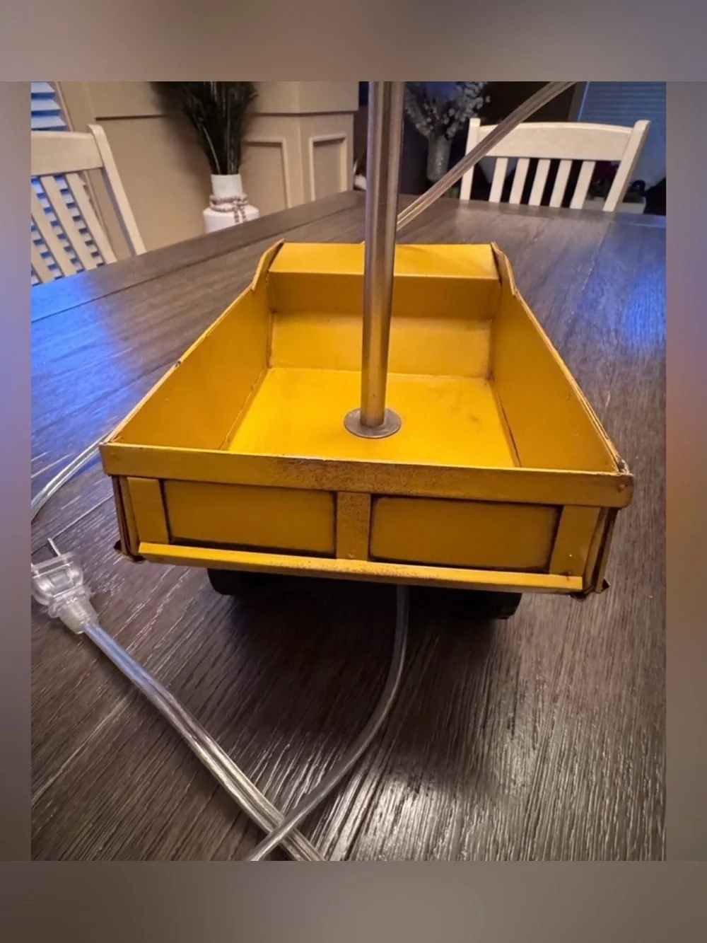 Pottery Barn Kids Yellow Dump Truck Lamp with Navy Blue Shade